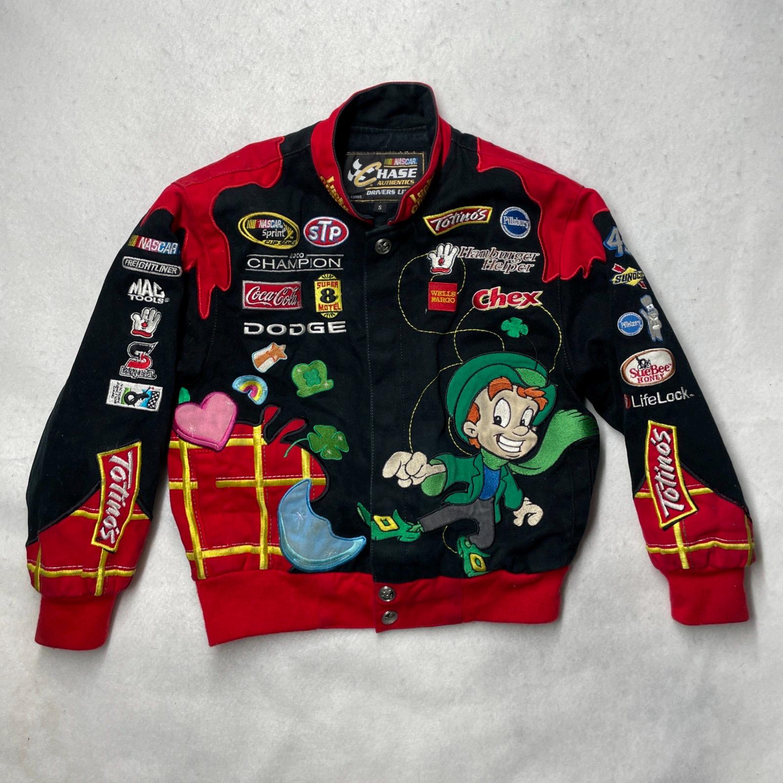 VTG NASCAR Chase Lucky Charms #43 Racing Jacket Sz S Pockets Car