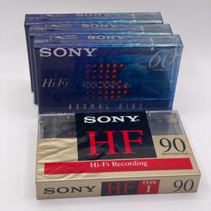Fitas virgens mistas de polarização normal Sony HF de alta fidelidade, 60 fitas de áudio de 90 minutos