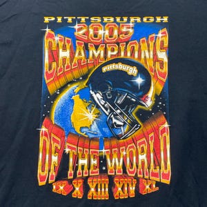 VTG 2005 Pittsburg Steelers Shirt Sz L  Super Bowl AFC Champions Black NFL Tee