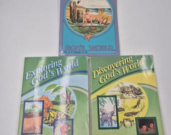 VTG 80s 3 Beka God's World Student Lerarenset Boek Werkboek Thuisonderwijs Jezus
