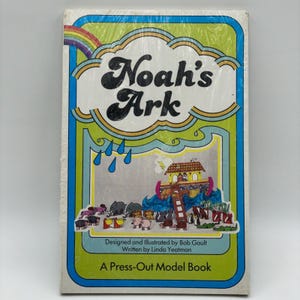 New Vintage 80s 1984 Noah&#39;s Ark A Press Out Model Book Linda Yeatman David Booth