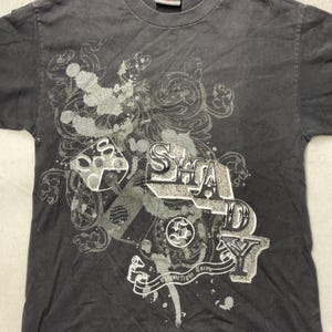 Camiseta VTG Shady Ltd con el logotipo de Eminem Y2K, negra, talla M, ajustada, Shady Dice