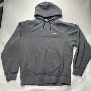 Vtg 00s Y2K Nike Embroidered Swoosh Check Silver Tag Hoodie Sweatshirt Med