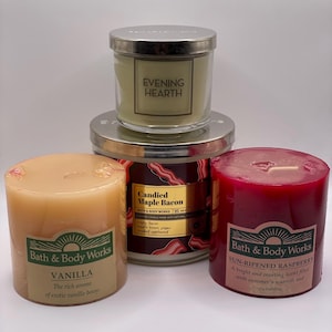 New VTG Lot Bundle Bath Body Works Vanilla Raspberry Bacon Hearth Candle USA
