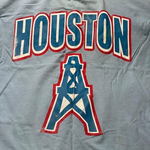 Vintage Shaka Wear Houston Oilers Oil nfl 90S AFC Tshirt Shirt Tee usa Made Blue