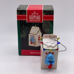 Vintage Hallmark Keepsake 1992 90s Eggnog Nest Blue Bird Christmas Ornament