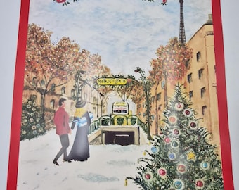 VTG 80年代 ジバンシィ 香水 クリスマス・イン・パリ トニー・ベネット アートポスター 22x28 ロゴ