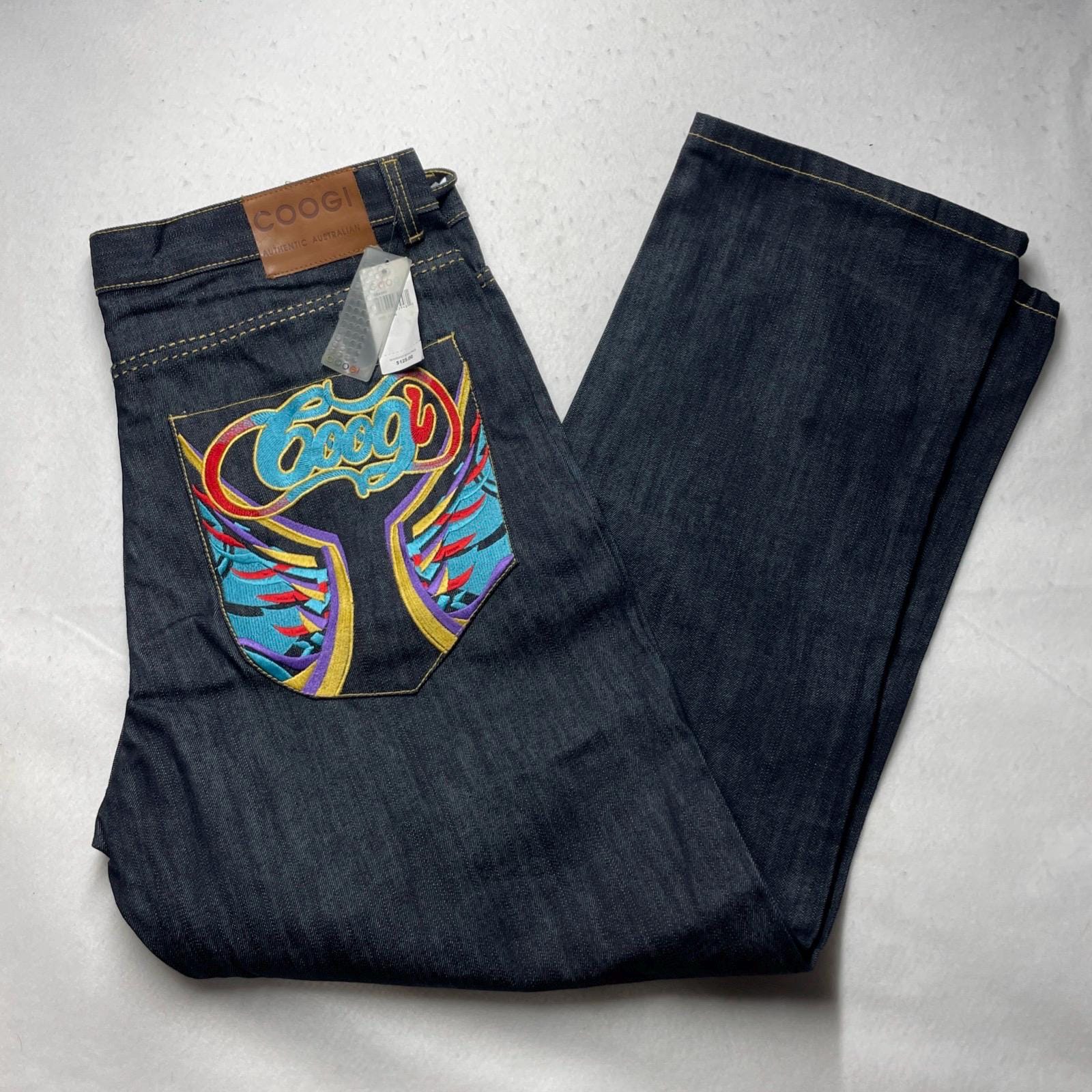 New NWT VTG Coogi Jeans Sz 40 Y2k Baggy Embroidered Dragon Hip Hop