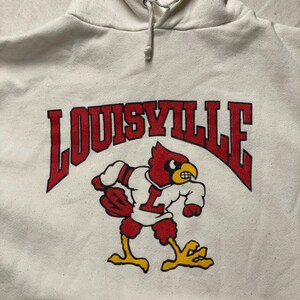 Moletom com capuz vtg University Louisville Cardinals dos anos 80 com estampa de pássaro branco L EUA Jerzees