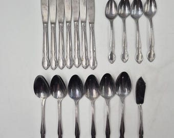 Juego de cubiertos vintage adornados del Parlamento, de acero inoxidable, con cuchara de repuesto y cuchillo para mantequilla