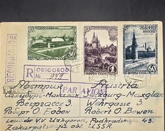 1954 Registered Airmail Cover USSR Ukraine Uzhhorod to Salzburg Austria...