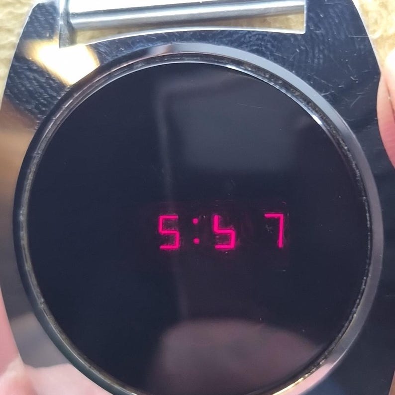 Times Led Watch VTG 1970s Timex H Cell 200 202 Red LED Screen Watch Stainless Retro SSQ ...