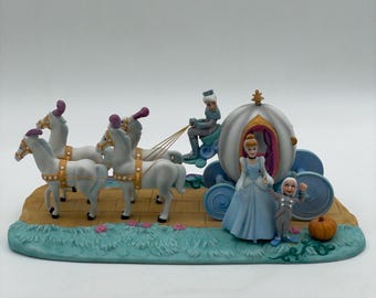 VintageWalt Disney World Park Porcelain Cinderella Horse Carriage Coach Figurine