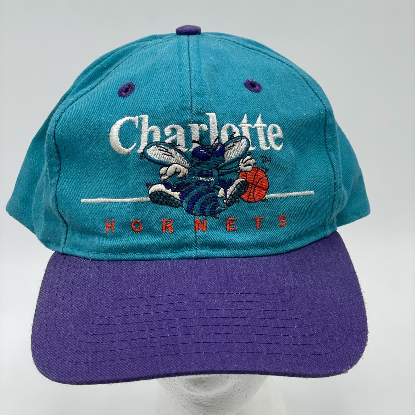 VTG 90s Charlotte Hornets Snapback Hat Cap Basketball Twins