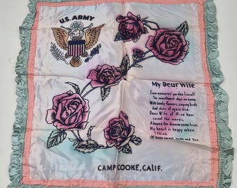 Vintage World War 2 1940s US Army Air Forces Souvenir Pillow Case