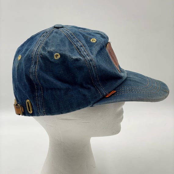 Levis VTG 70s Denim Trucker Hat Cap Leather Patch Strapback Orange