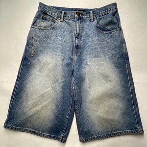 VTG Sean John Shorts Mens 32 Blue Denim 90s Y2K Baggy Faded Logo