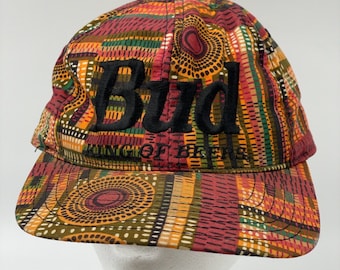 Levis VTG 70s Denim Trucker Hat Cap Leather Patch Strapback Orange