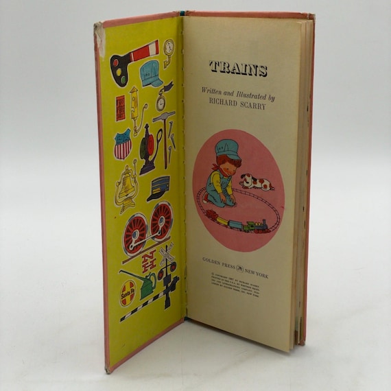 2 Richard Scarry Golden Gogo Books Vintage 1967 Trains Boats 60s