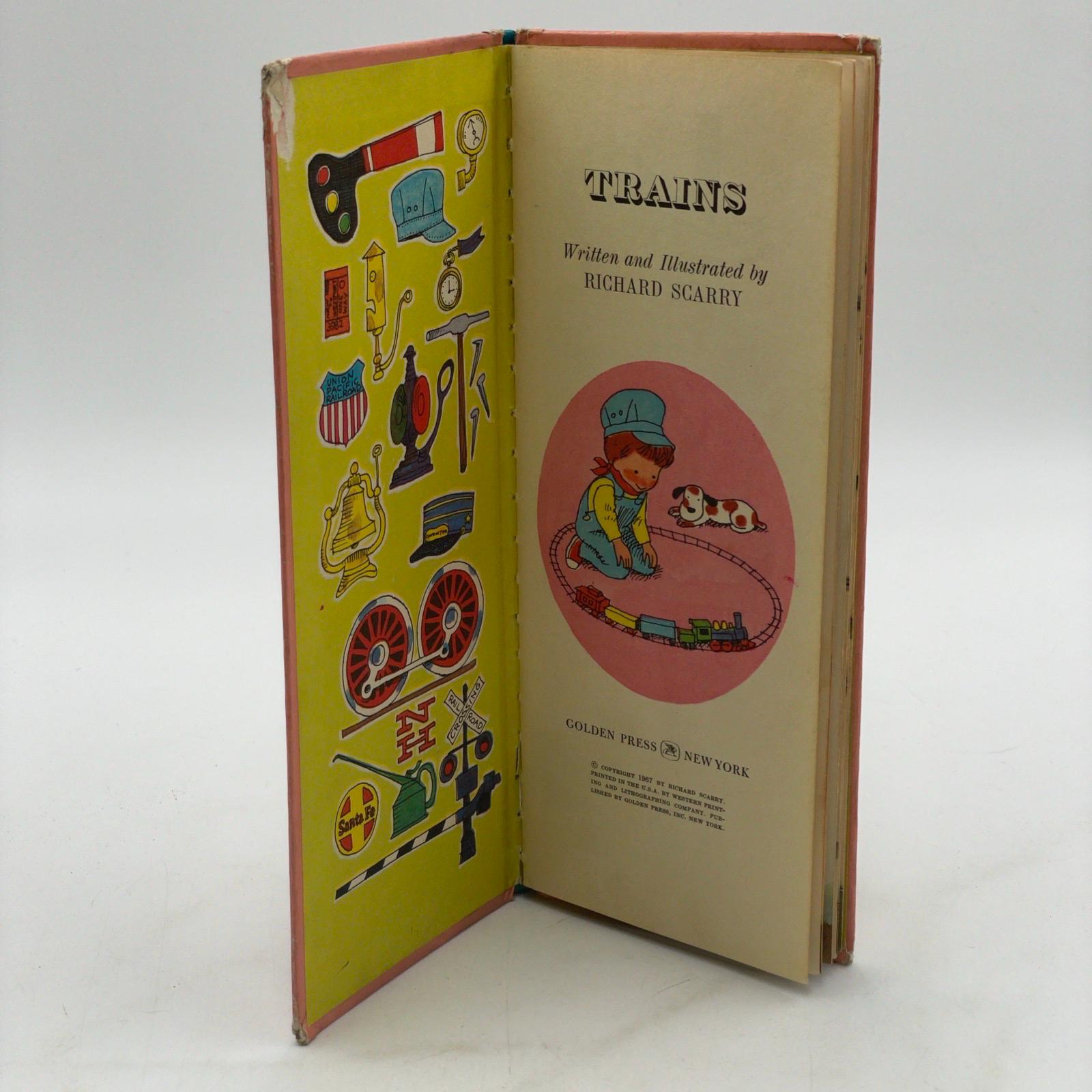 2 Richard Scarry Golden Gogo Books Vintage 1967 Trains Boats 60s