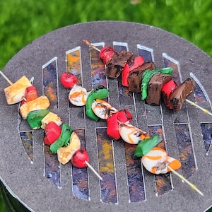 Dollhouse handmade assorted kabobs, 1:6 scale