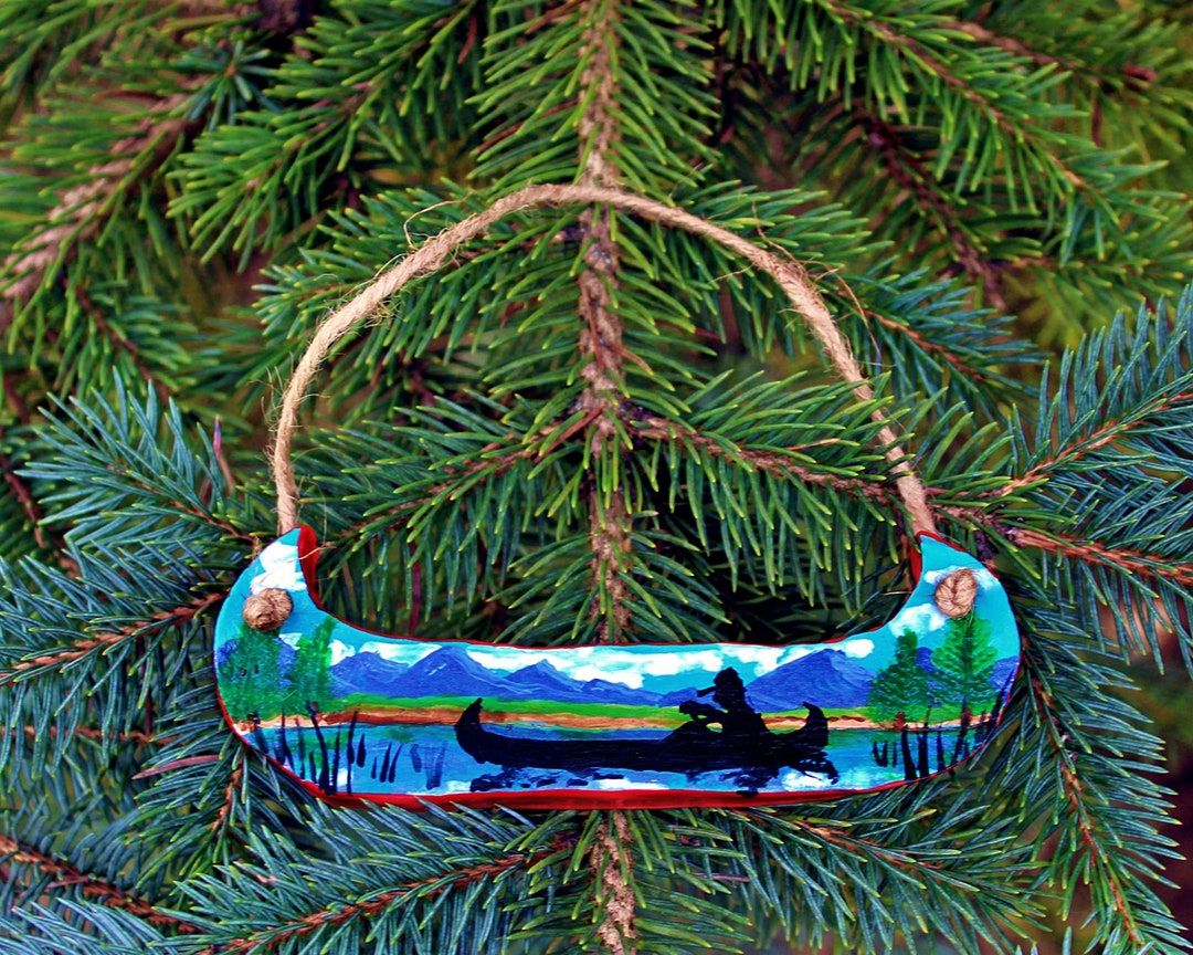 Canoe Ornament Adirondack Decor Hand Painted and Sculpted Etsy
