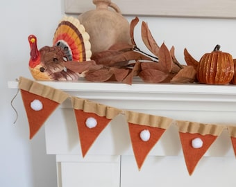 Pumpkin Pie Thanksgiving felt fall garland banner bunting decoration for mantel