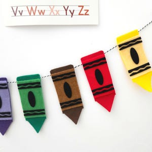 Colorful Crayon Garland | Classroom Decor | Teacher Gift | Back to School Banner | Rainbow Felt Garland