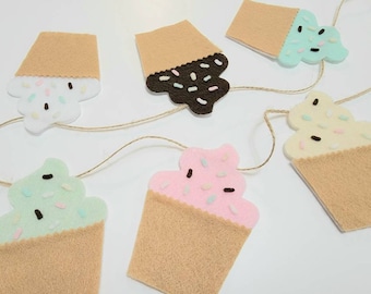 Cupcake felt garland banner bunting mantel decoration party decor