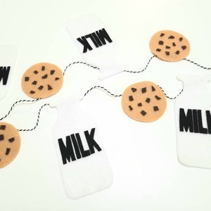 Milk and cookies felt garland banner bunting mantel decoration party decor backdrop