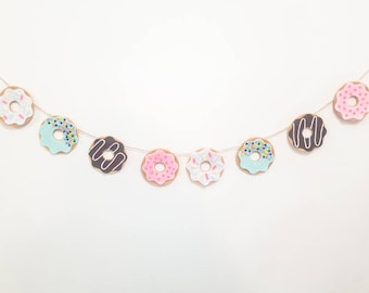 Donut felt garland banner bunting party decor backdrop mantel decoration