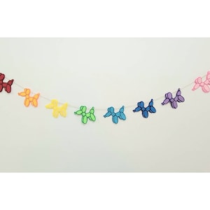 Balloon animals felt rainbow garland banner bunting birthday party backdrop decor mantel decoration