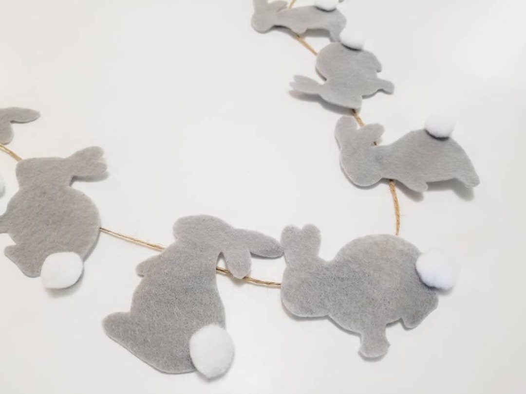 Easter Bunny Felt Garland Banner Bunting Mantel Decoration Spring Decor ...