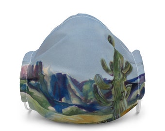 Premium face mask - watercolorl desert cactus