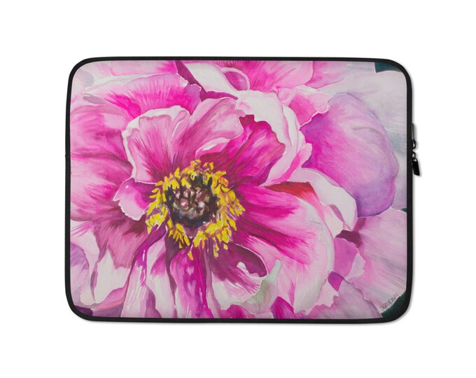 Laptop Sleeve - watercolor pink flower