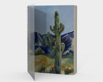 Desert Cactus Spiral- Watercolor Painting on Sketchbook, Drawing Book, Note Book