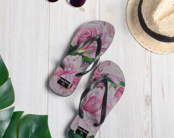 Flip-Flops- Floral Watercolor Painting on Sandals