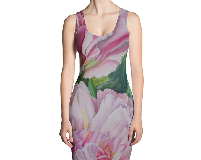 Pink Floral - Sublimation Cut & Sew Dress, Form fitting dress