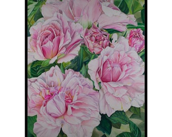 ART PRINT - FREE shipping- Watercolor Painting of Pink Flowers