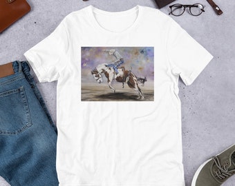 Shirt- Bucking Bronc- Watercolor Painting on Short-Sleeve Unisex T-Shirt