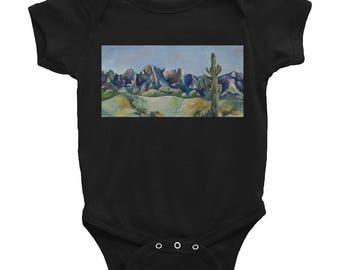 Infant Bodysuit- Desert Cactus Watercolor Painting on Baby Wear