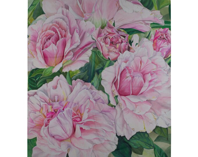 Pink Floral Watercolor painting on Throw Blanket