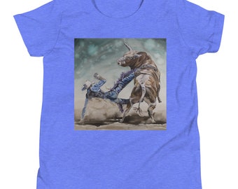 Bull-rider in watercolor - Youth Short Sleeve T-Shirt