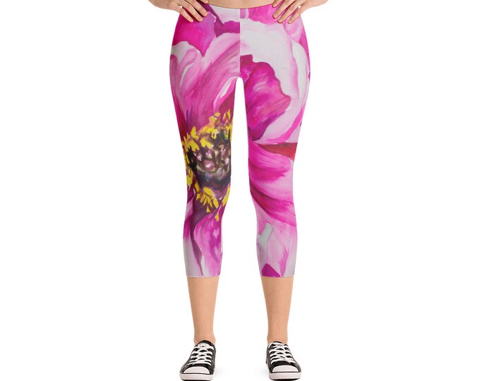 Succulent Capri Leggings - Watercolor Painting on leggings