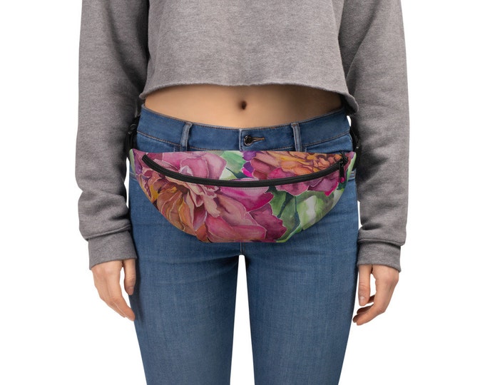 Fanny Pack- Floral Watercolor Painting on Bum Bag