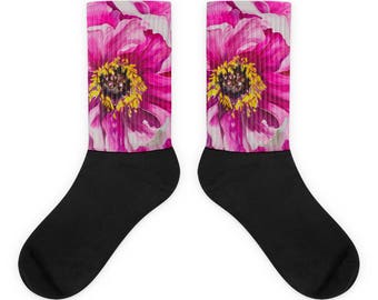 Pink Flower Socks