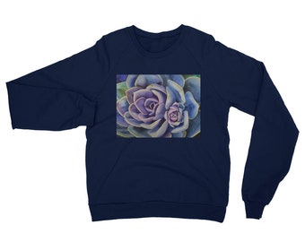 Succulent Unisex California Fleece Raglan Sweatshirt- Watercolor Painting on Sweatshirt