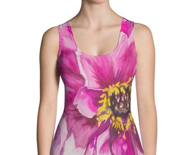 Pink Flower Sublimation Cut & Sew Tank Top