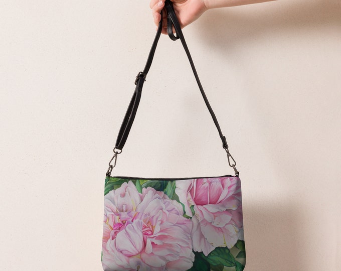 Pink floral watercolor Crossbody bag