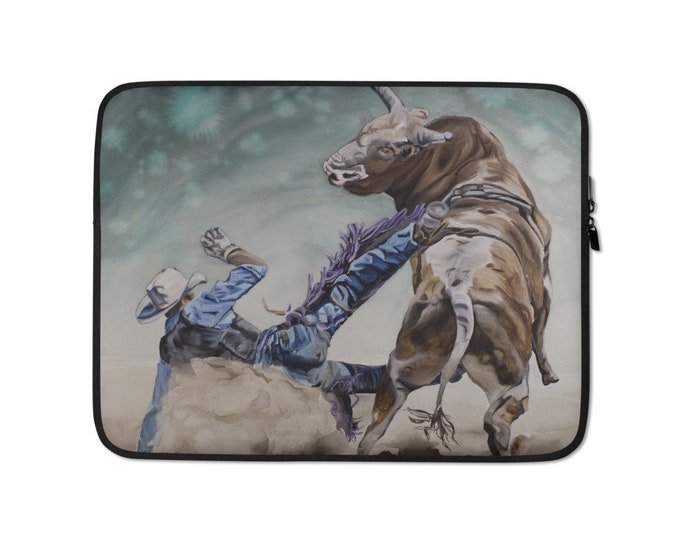 Laptop Sleeve - watercolor bull rider